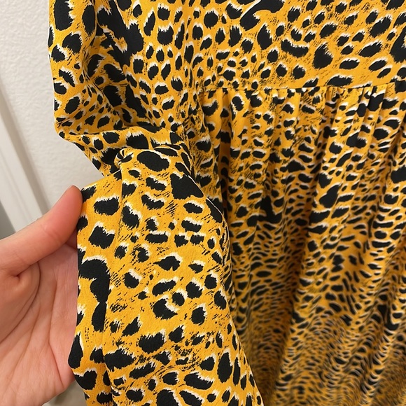 Topshop Yellow Animal Print Leopard Long Sleeve Maxi Dress - Picture 8 of 14